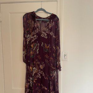 Anthropologie Marais Printed Chiffon Maxi Dress - size small - purple floral